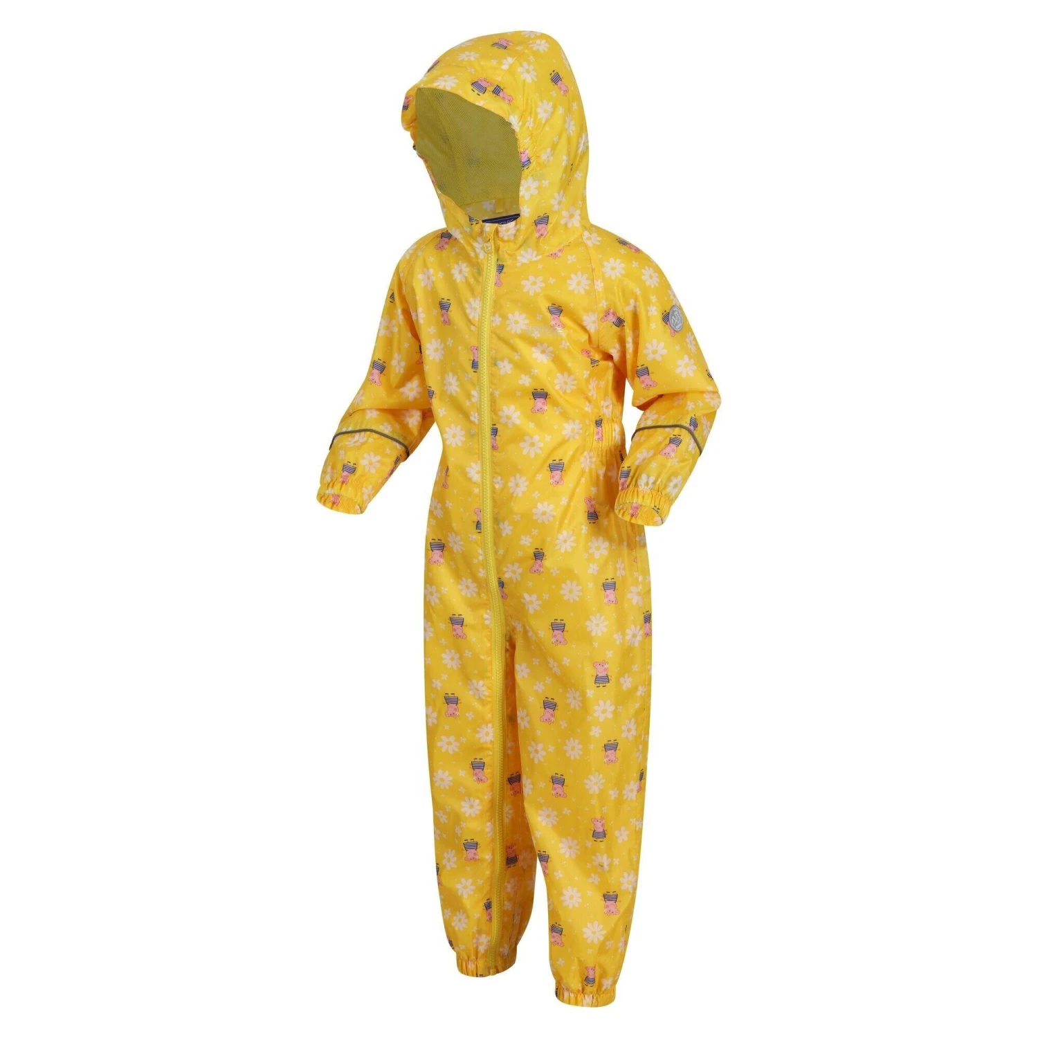 Regatta Childrens/Kids Pobble Peppa Pig Floral Waterproof Puddle Suit (Maize Yellow) 4 Regatta Childrens/Kids Pobble Peppa Pig Floral Waterproof Puddle Suit (Maize Yellow) - Image 4