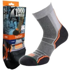 Womens/Ladies Trail Socks (Pack Of 2) (Grey/Orange/Black) -The Outdoor Clothing Store k1db80e846c8468b810ff161c650c053e