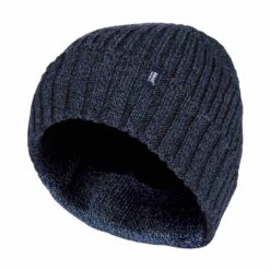 Mens Ribbed Knit Fleece Lined Warm Turn Over Cuff Thermal Beanie Hat -The Outdoor Clothing Store k2570fea8b4cda04803e5d2ef5ea05fde