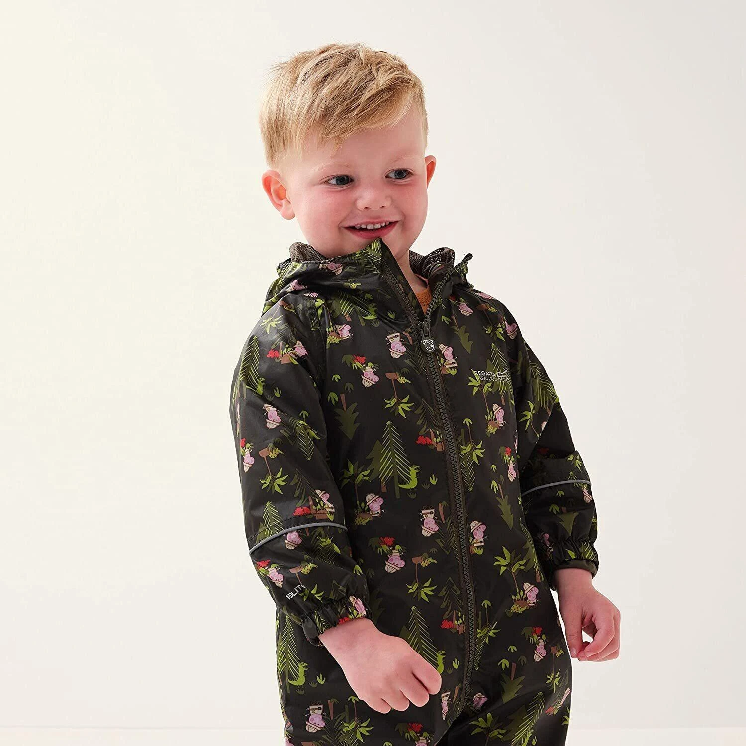 Regatta Childrens/Kids Peppa Pig Waterproof Puddle Suit (Dark Khaki) 3 Regatta Childrens/Kids Peppa Pig Waterproof Puddle Suit (Dark Khaki) - Image 3