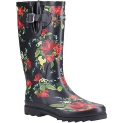 Cotswold Womens/Ladies Blossom Wellington Boots (Black/Red)