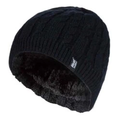 The Outdoor Clothing Store 12 Womens Ribbed Cable Knit Fleece Lined Thermal Knitted Beanie Hat