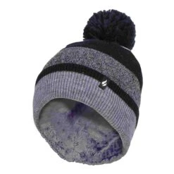 Ladies Warm Knit Fleece Lined Winter Warm Hat With Pom Pom