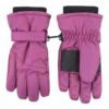 Childrens Pink Winter Fleece Lined Waterproof Thermal Snow Ski Gloves