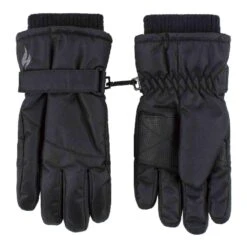 Childrens Black Winter Fleece Lined Waterproof Thermal Snow Ski Gloves