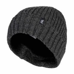 Mens Ribbed Knit Fleece Lined Warm Turn Over Cuff Thermal Beanie Hat -The Outdoor Clothing Store k8bdecda795985a564ca96ab878327a51