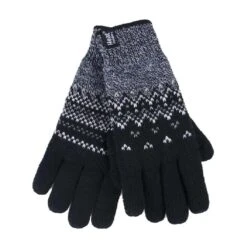 Ladies Fairisle Fleece Lined Knitted Warm Winter Thermal Gloves