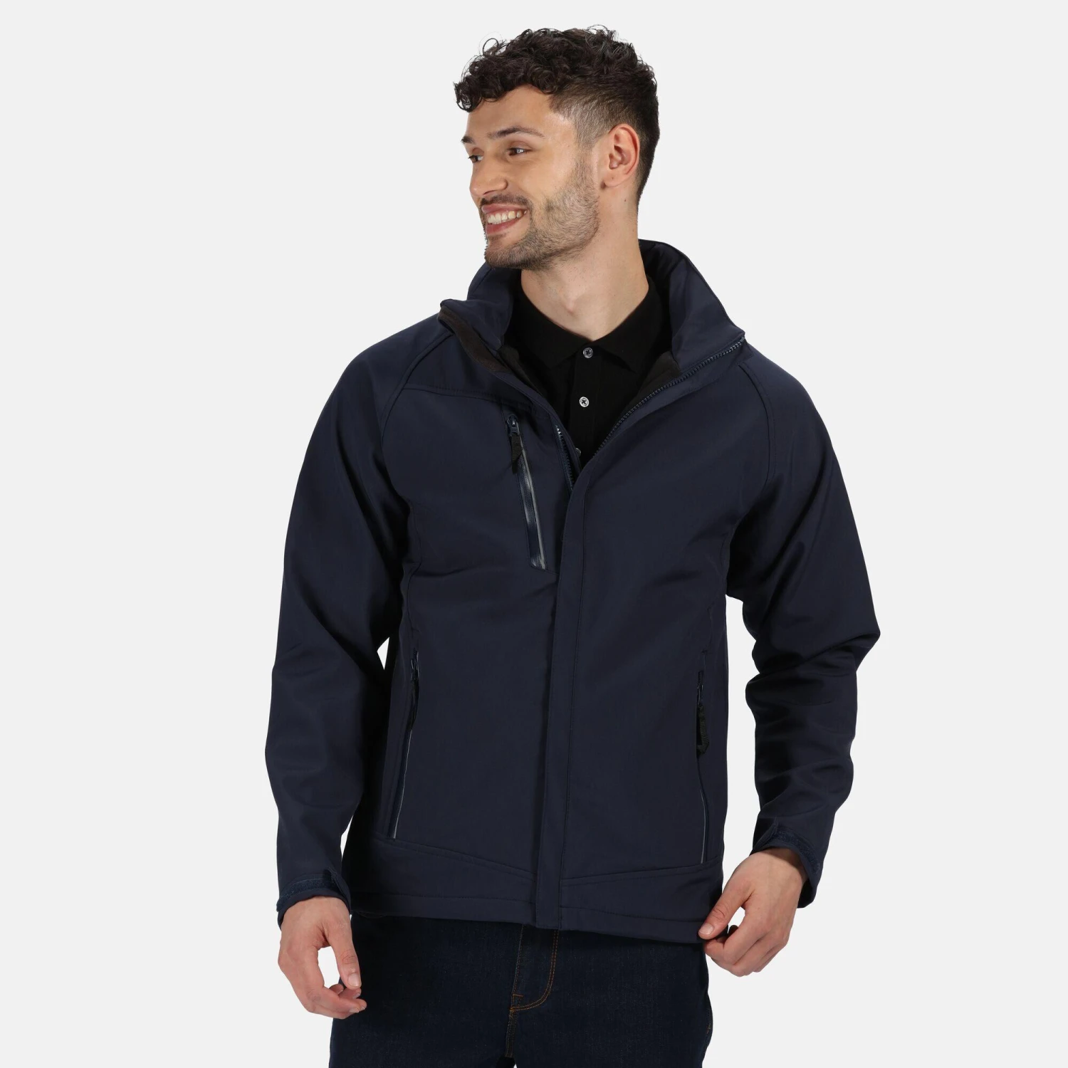 Regatta Mens Apex Soft Shell Jacket (Navy) 3 Regatta Mens Apex Soft Shell Jacket (Navy) - Image 3