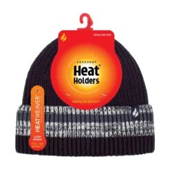 Mens Turnover Cuff Winter Knitted Striped Thermal Beanie -The Outdoor Clothing Store ke694a329e3a260d0edef487673b5b994