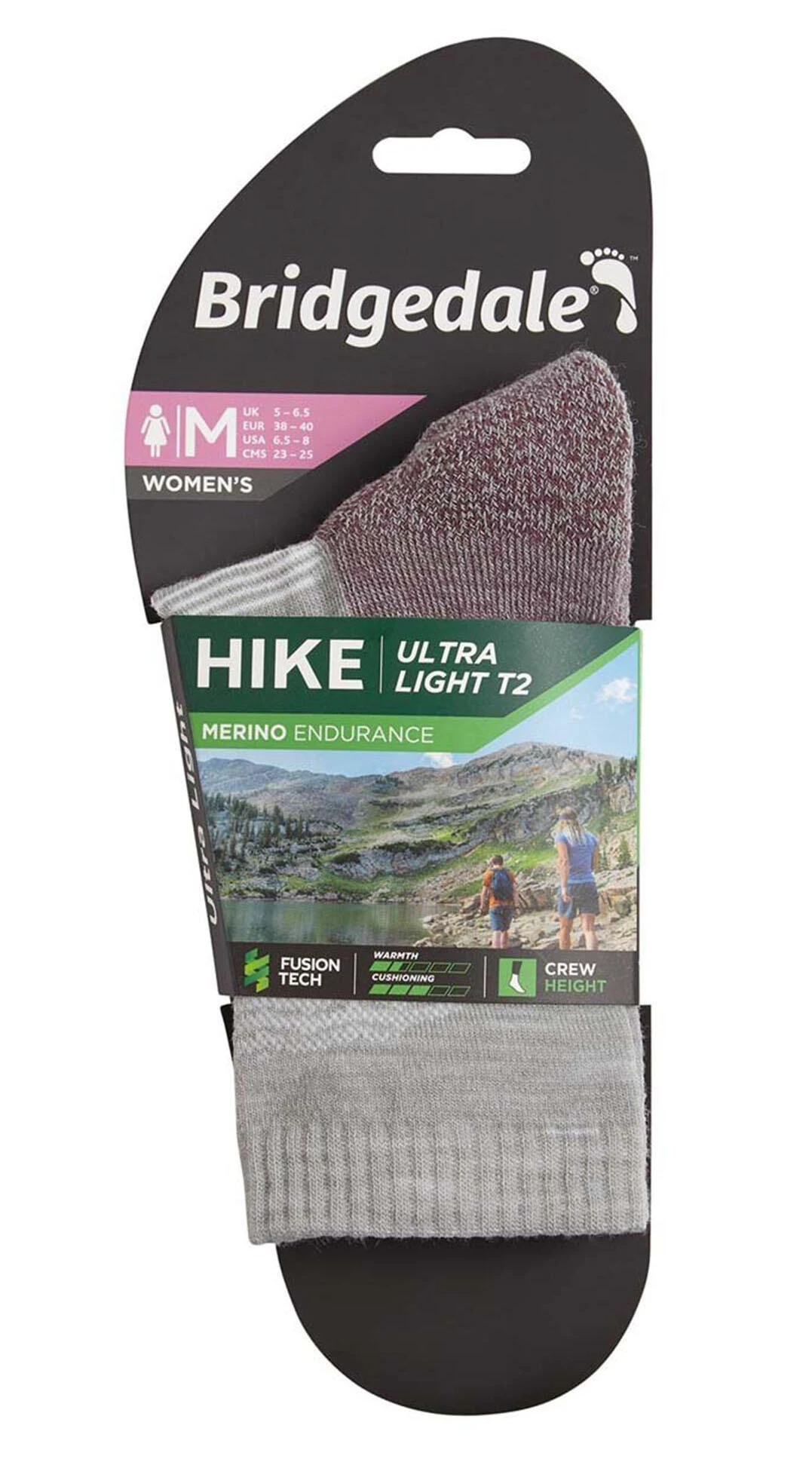 Bridgedale HIKE Ultralight T2 Merino Performance Pattern Crew Women's 5 Bridgedale HIKE Ultralight T2 Merino Performance Pattern Crew Women's - Image 5