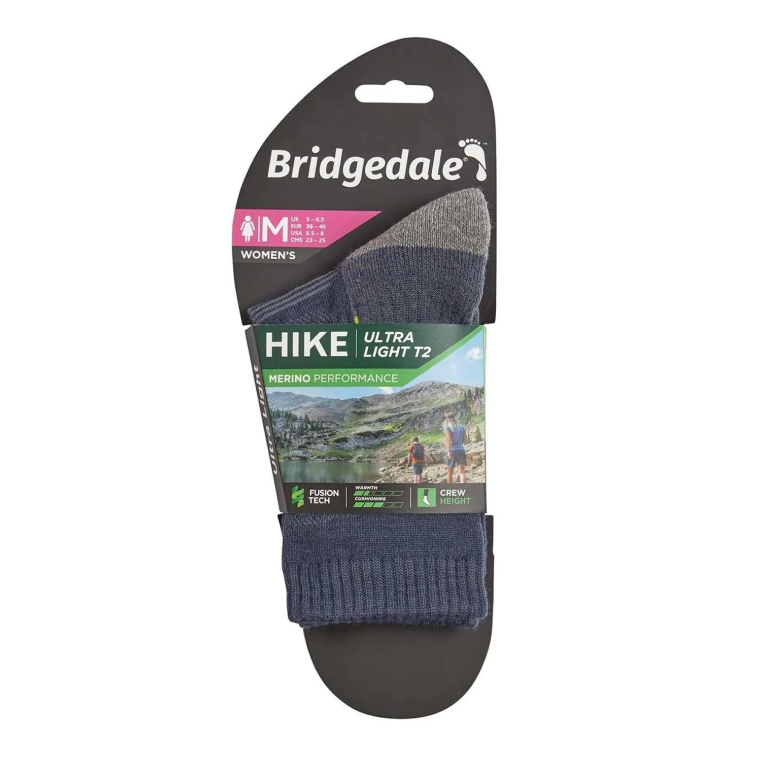 Bridgedale HIKE Ultralight T2 Merino Performance Original Crew Women's 1 Bridgedale HIKE Ultralight T2 Merino Performance Original Crew Women's