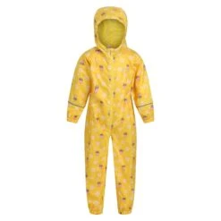 The Outdoor Clothing Store 24 Regatta Childrens/Kids Pobble Peppa Pig Floral Waterproof Puddle Suit (Maize Yellow)
