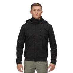 Regatta Mens Feelding Linear Waterproof Bomber Jacket (Black) -The Outdoor Clothing Store kfde996e8c90f551670e8825aea05a288